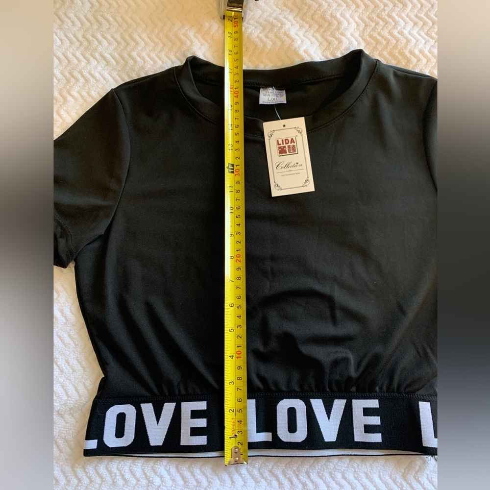 Black Crop Top with “Love Lettering” by Lida - Picture 4 of 10